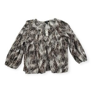 Express Top Womens XL 3/4 Sleeve‎ Animal Print Blouse Flowy Classic NEW